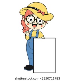 cute girl cartoon simple vector illustration
