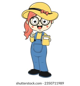 süße Girl-Cartoon, einfache Vektorgrafik