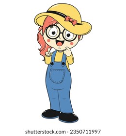 cute girl cartoon simple vector illustration