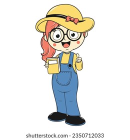 cute girl cartoon simple vector illustration