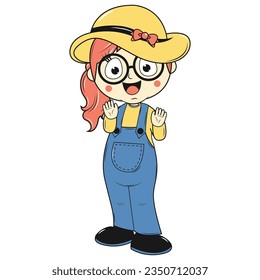 süße Girl-Cartoon, einfache Vektorgrafik