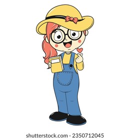 cute girl cartoon simple vector illustration