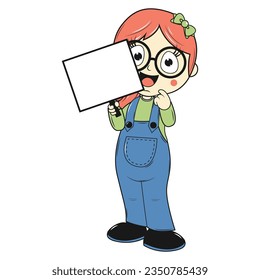 cute girl cartoon simple vector illustration