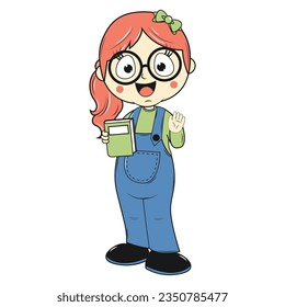 cute girl cartoon simple vector illustration