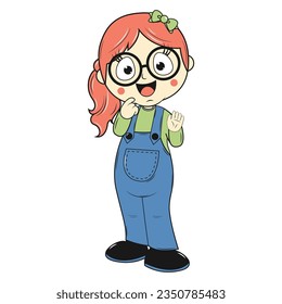 cute girl cartoon simple vector illustration