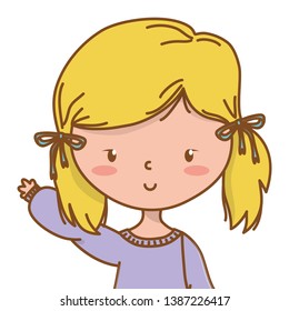 Cute girl cartoon stylish outfit portrait isolated