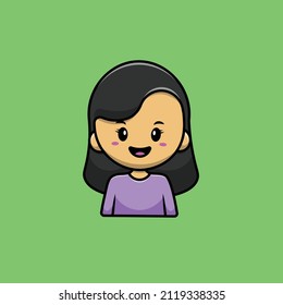 Cute Girl Cartoon Vector Icon Illustration. People Icon Concept Isolated Premium Vector. Flat Cartoon Style