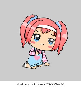 cute girl cartoon vector illustration