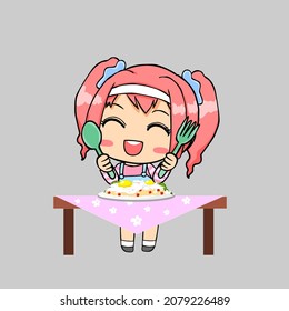 cute girl cartoon vector illustration