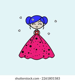 Cute Girl Cartoon. vector illustration