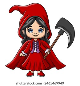 Cute girl cartoon wearing costume Reaper