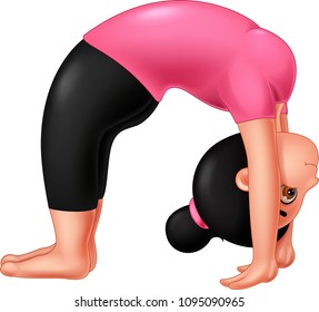 cute girl cartoon yoga sport with smiling