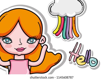 Cute Girl and cartoons card