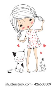 cute girl with cat