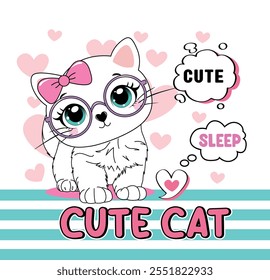 cute girl cat animal love graphic tees 