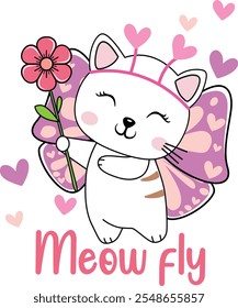 cute girl cat butterfly design love