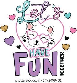 cute girl cat graphic design love