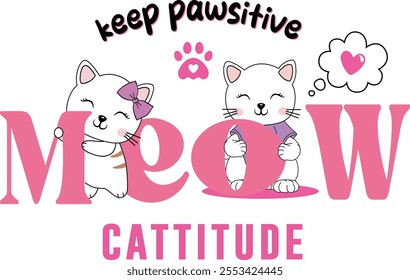 cute girl cat love animal design