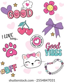 cute girl cat love design