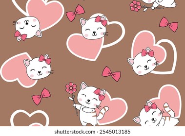 bonito gato menina padrões design amor