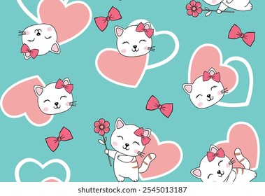 bonito gato menina padrões design amor