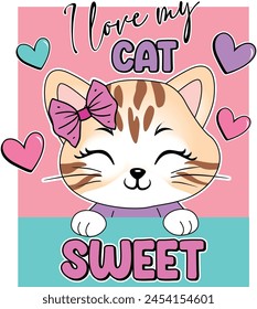 cute girl cat sweet design