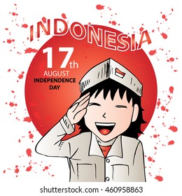 Cute girl celebrates Indonesian Independence Day