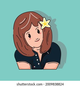 Cute girl character with beautiful smile vector design