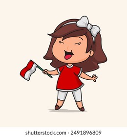 cute girl character cartoon.
Indonesian Independence day