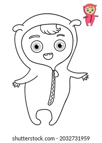 Cute girl character, coloring page. Ready to print letter size