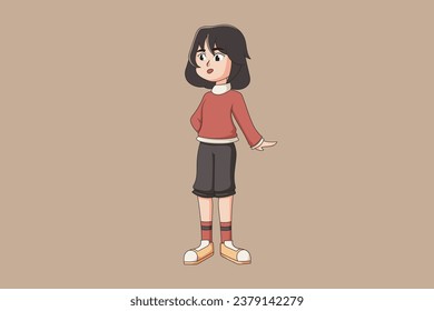 Cute Girl Character Design Illustration