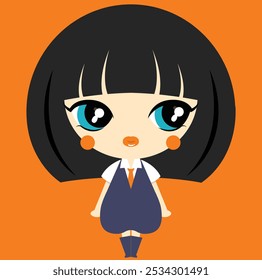 cute girl character, fancy costume girl