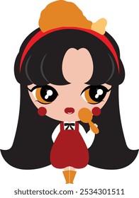 cute girl character, fancy costume girl