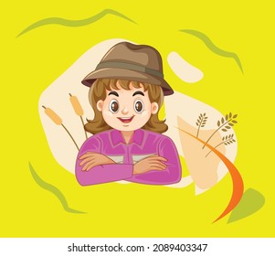 cute girl character illustration with hat