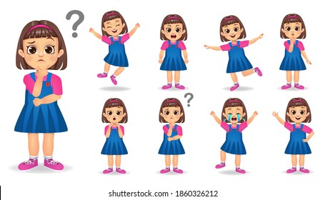 cute girl character set vector