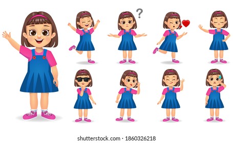 cute girl character set vector