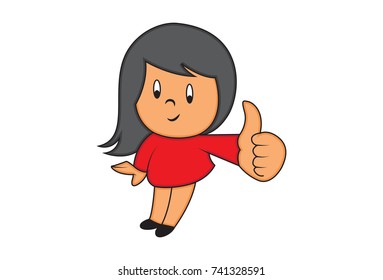 Cute Girl Character . Vector Illustration. Isolated on white background.