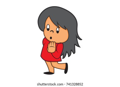 Cute Girl Character . Vector Illustration. Isolated on white background.