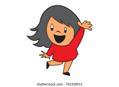 Cute Girl Character . Vector Illustration. Isolated on white background.