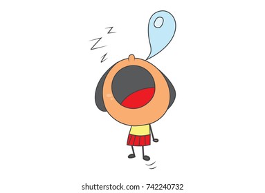Cute Girl Character . Vector Illustration. Isolated on white background.