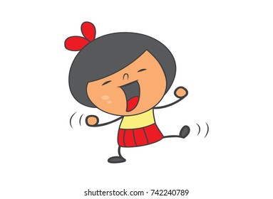 Cute Girl Character . Vector Illustration. Isolated on white background.
