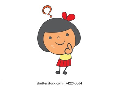 Cute Girl Character . Vector Illustration. Isolated on white background.