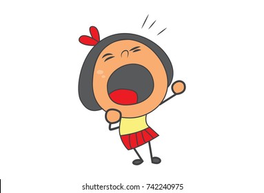Cute Girl Character . Vector Illustration. Isolated on white background.