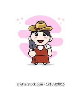 Cute girl character wearing breeder costume. Mascot design concept