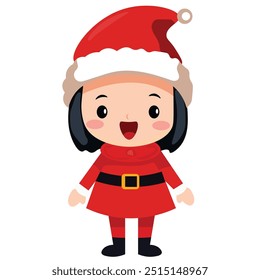 cute girl character wearing christmas clothes