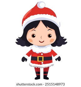 cute girl character wearing christmas clothes