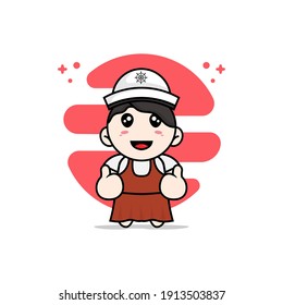 Cute girl character wearing sailor costume. Mascot design concept