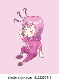 Cute girl character who is curious about something unique