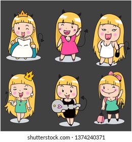 Cute Girl Characters Stock Vector (Royalty Free) 1374240371 | Shutterstock