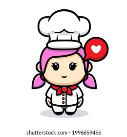 Cute girl chef mascot design